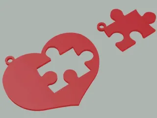 PUZZLE HEART KEYCHAIN