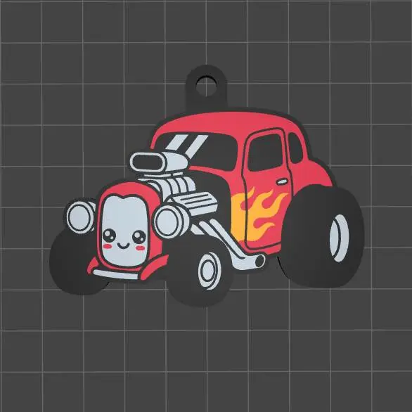Viral Kawaii Hot Rod Keychain – Easy Print STL (Multi Color)