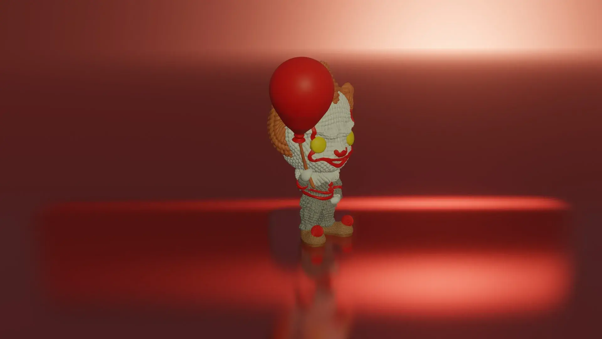 Pennywise mit Ballon gehäkelt gemalt 3mf