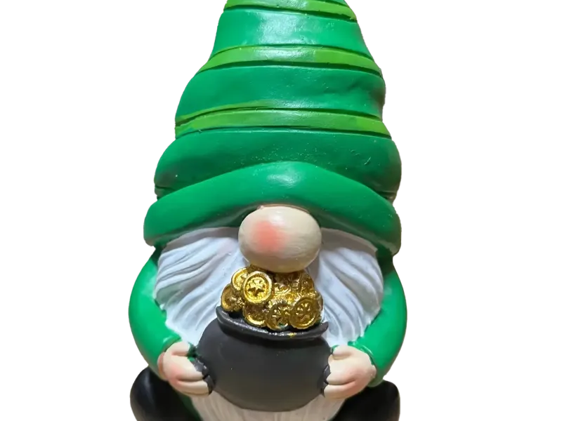 Lucky Gnome with a Pointy Hat and a Pot o Gold