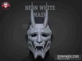 Neon White Game Mask - Japanese Kitsune Cosplay Halloween-0