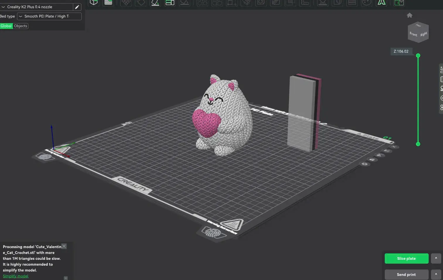 Valentine Cat Crochet - Knitted - Multicolor 3D Printing