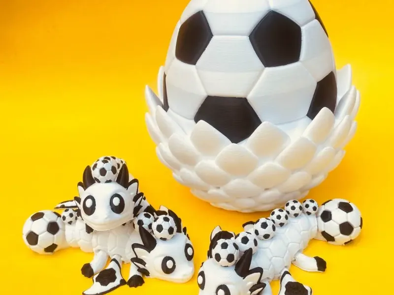 Dragón articulado de fútbol y huevo, STL flexible