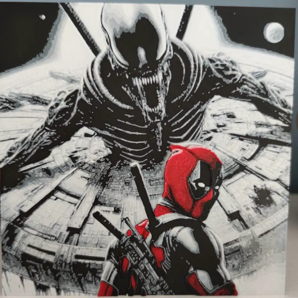 Archivos de impresora 3D | Archivo 3MF | Hueforge Aliens vs DeadPool ...