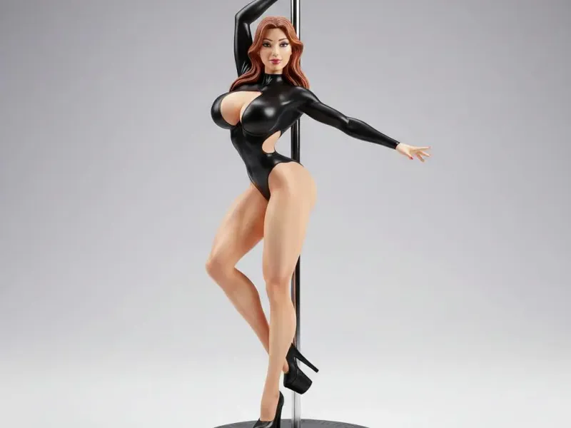 Midnight Velvet – Black Latex Pole Dancer Figurine