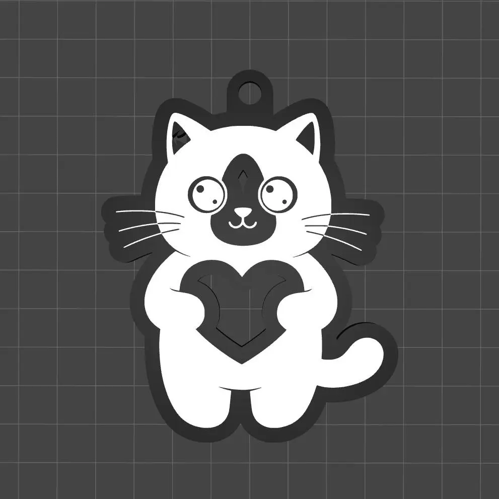 Keychain Cat with Hands Heart