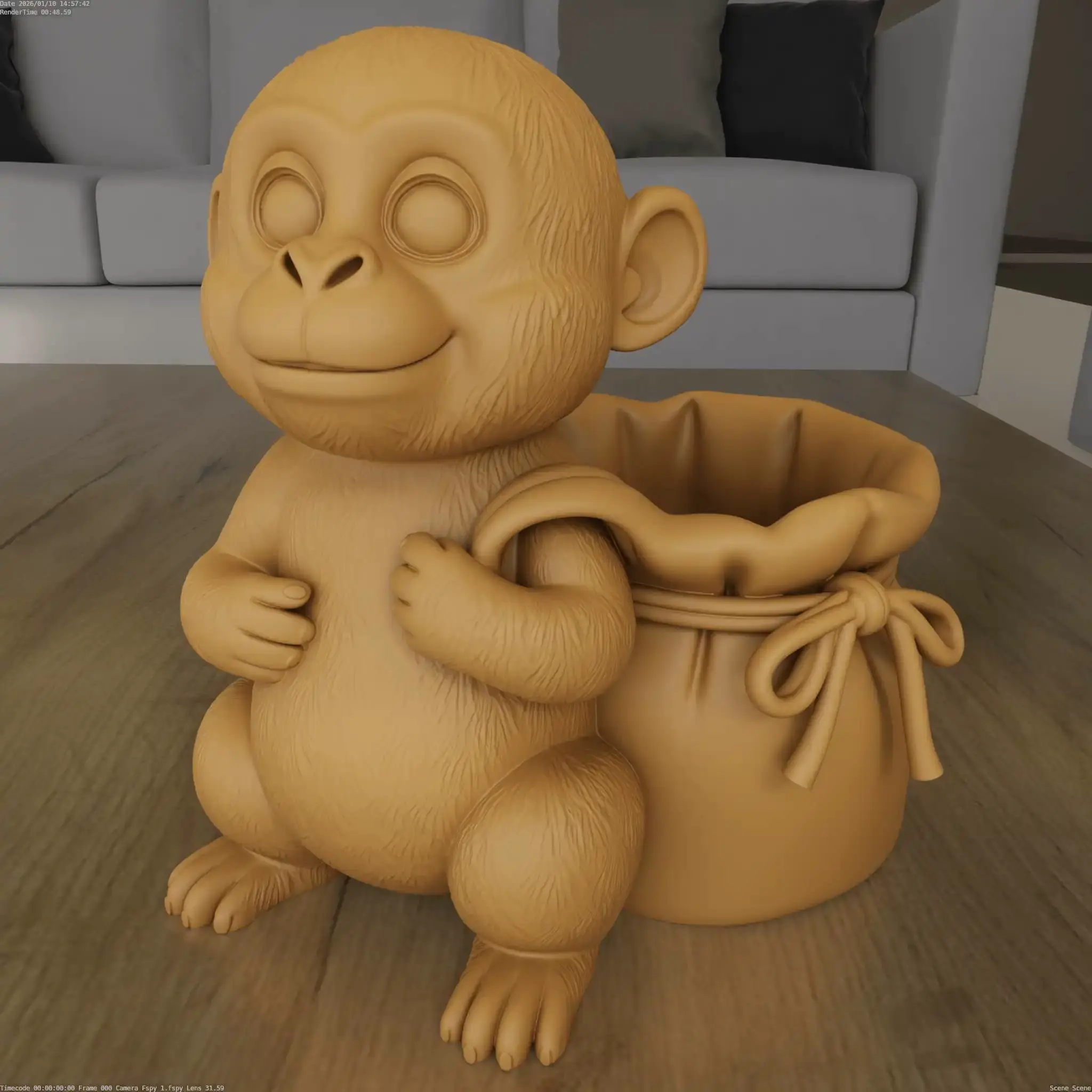 Monkey Planter STL Cute Container 3D Print Model