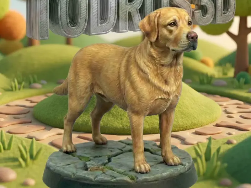 Labrador Retriever Figurine on Stone Pedestal