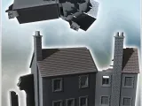 Set of two damaged buildings with visible interiors double c-3