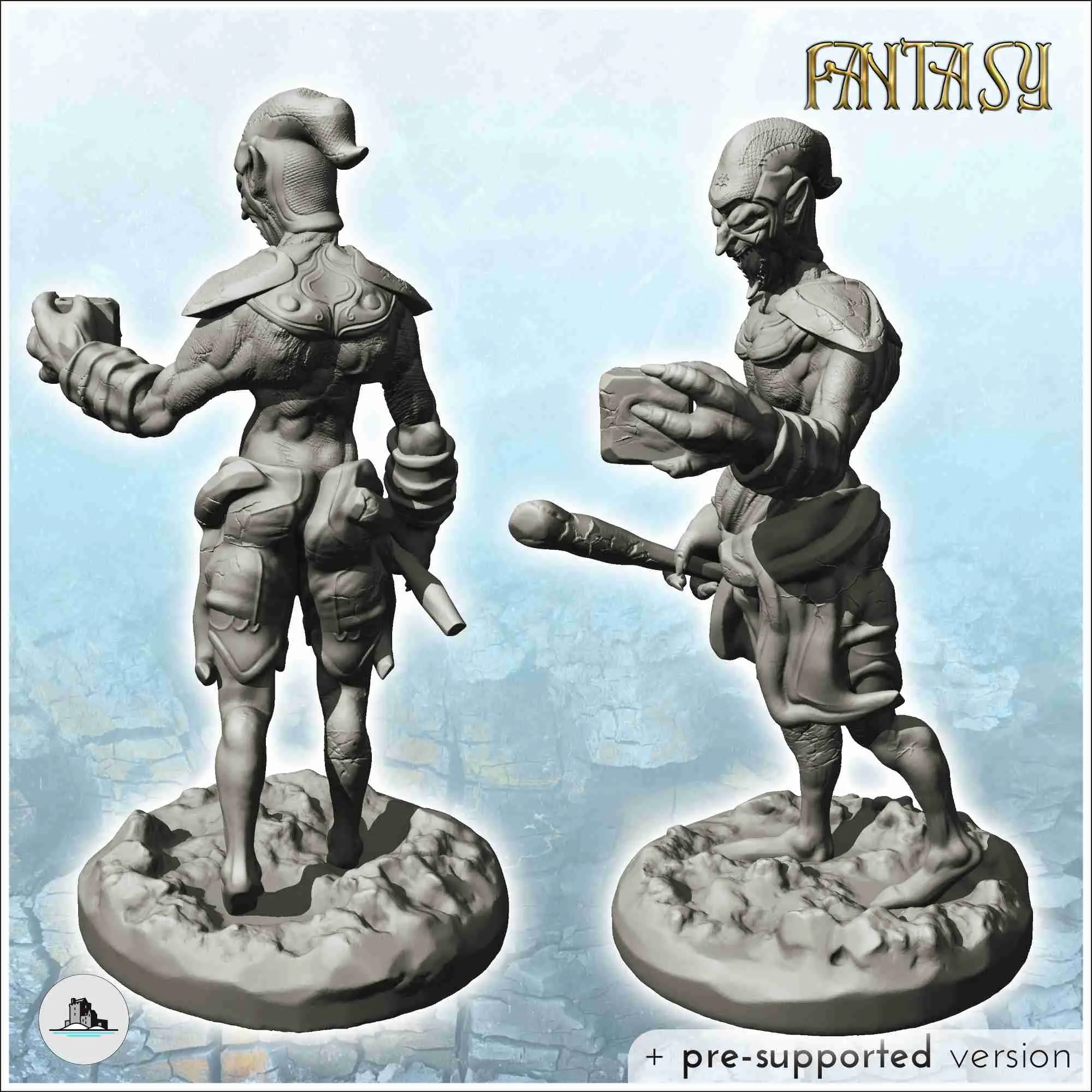 Goblin shaman with wooden staff and magic stone (12) - minia