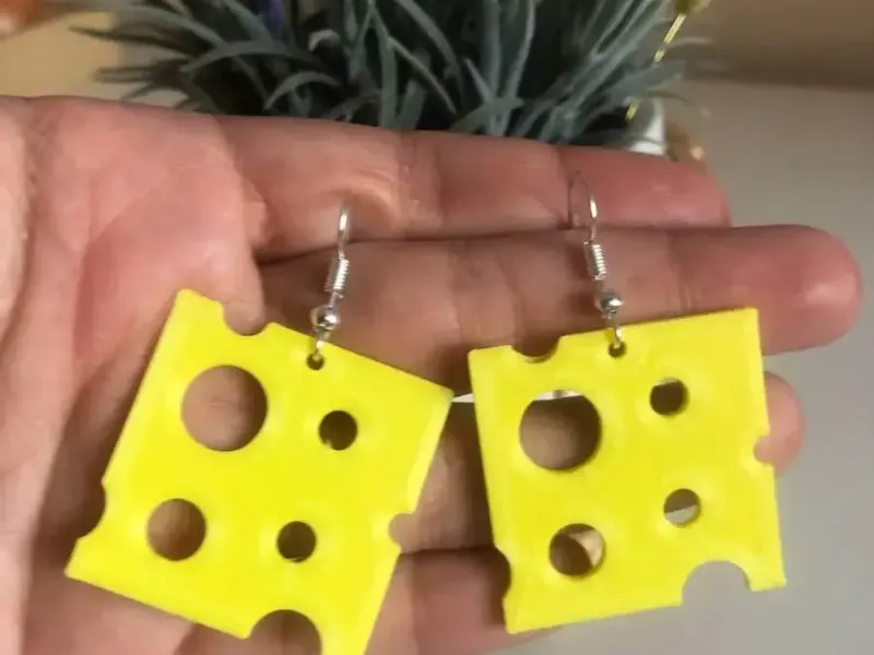 Earring Cheese Queso Quesito trozo noob keychain