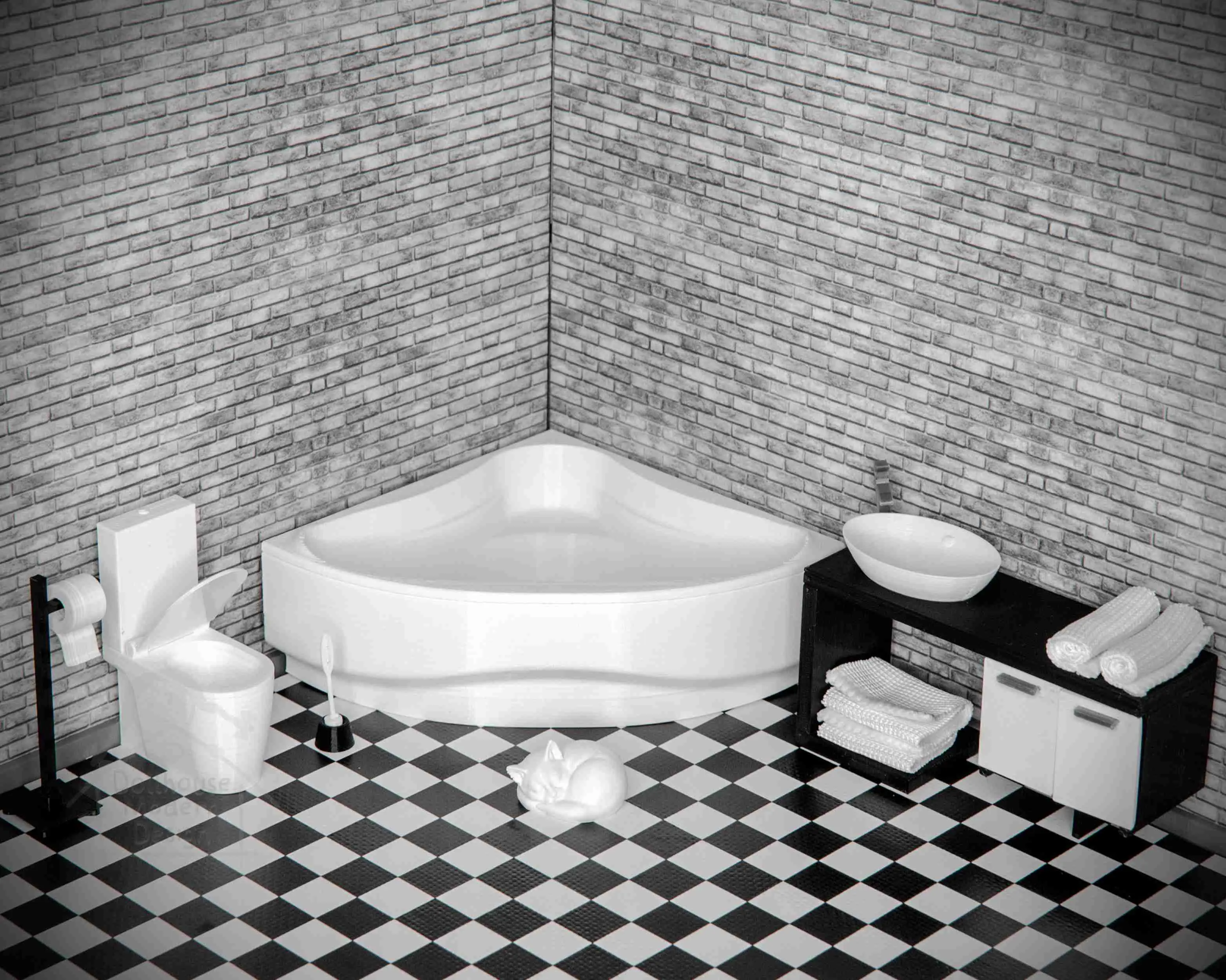 Miniature Bathroom Cabinet with Sink and Faucet 1:12 Scale