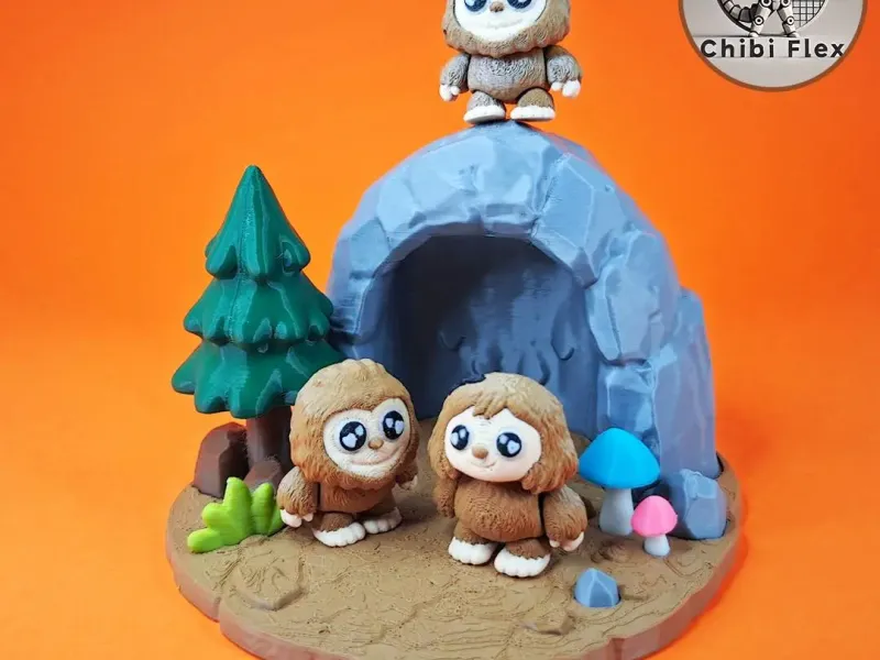Flexi Baby Mr. & Mrs. Bigfoot & Diorama-Set | Beweglicher Kopf V