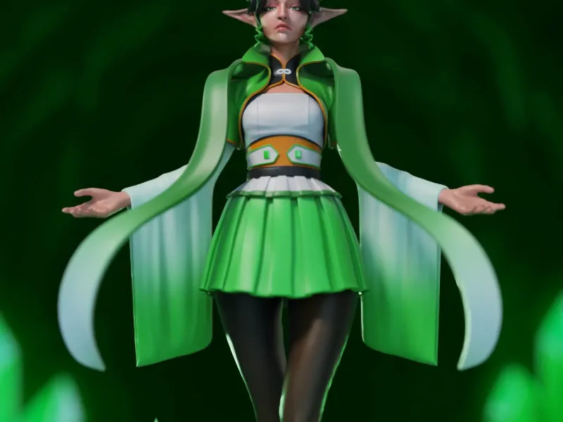 Emerald Elf - Original Character Figure for 3D Printing
