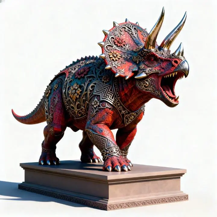 3228 Gothic Roaring Triceratops Dinosaur 3D Model  dog  STL