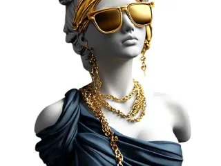 Luxury Fashion Greek Bust STL – Modern Gold Statue with Sung