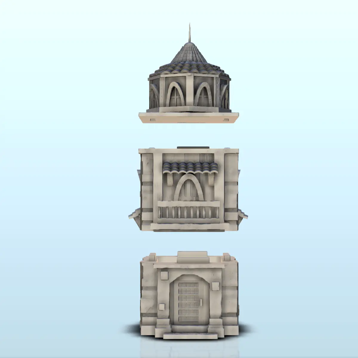 Torre medieval con tejado de tejas (7) - escenografía medieval mini