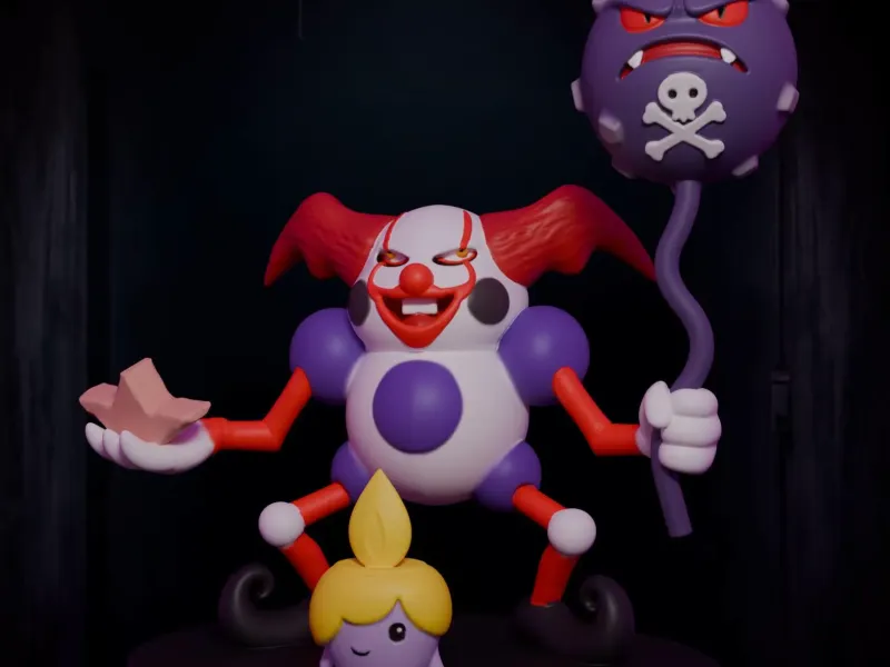 Mr. ITmime – Fusión Pennywise x Mr. Mime con Weezing Tóxico
