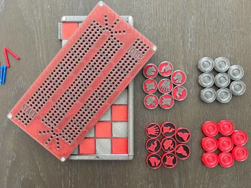 Cribbage, chess, and checkers travel set