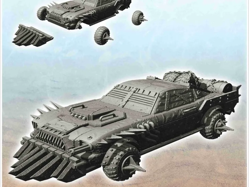 Post-Apo-Auto mit Spikes und Maschinengewehr (16) - sci-fi scien