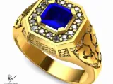 Ring With Ornate Gems and leather for Men 3D print model-1