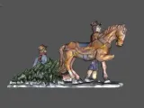 horse pulling tree winter scene-4