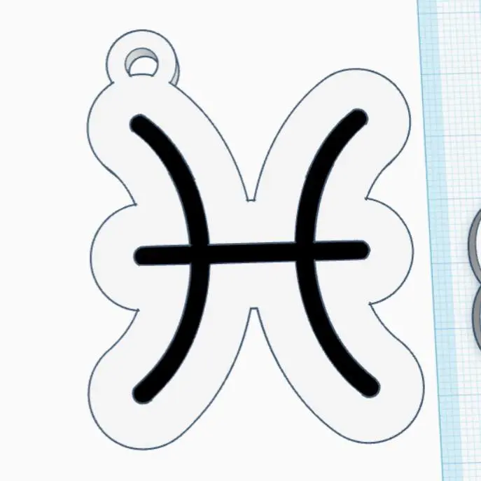 Pisces Zodiac Keychain – STL File for 3D Printing