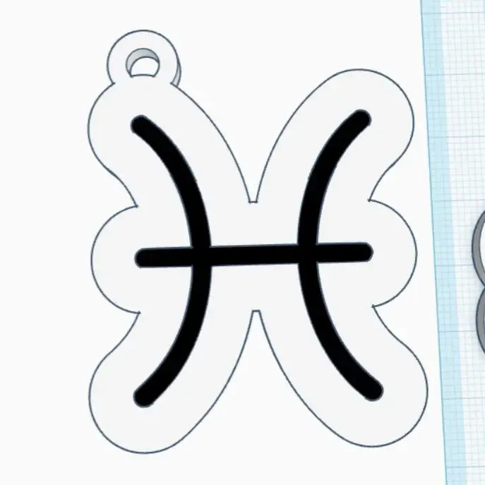 Pisces Zodiac Keychain – STL File for 3D Printing
