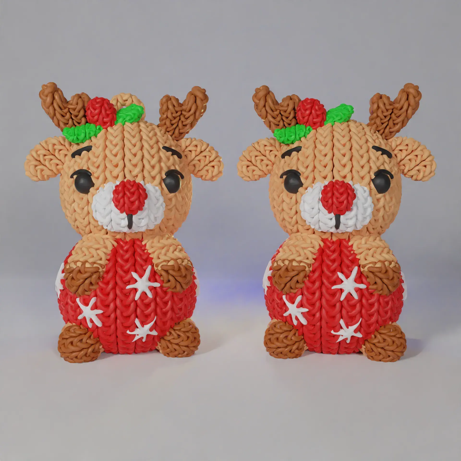 Reindeer Crochet - Knitted- Christmas Tree Decor