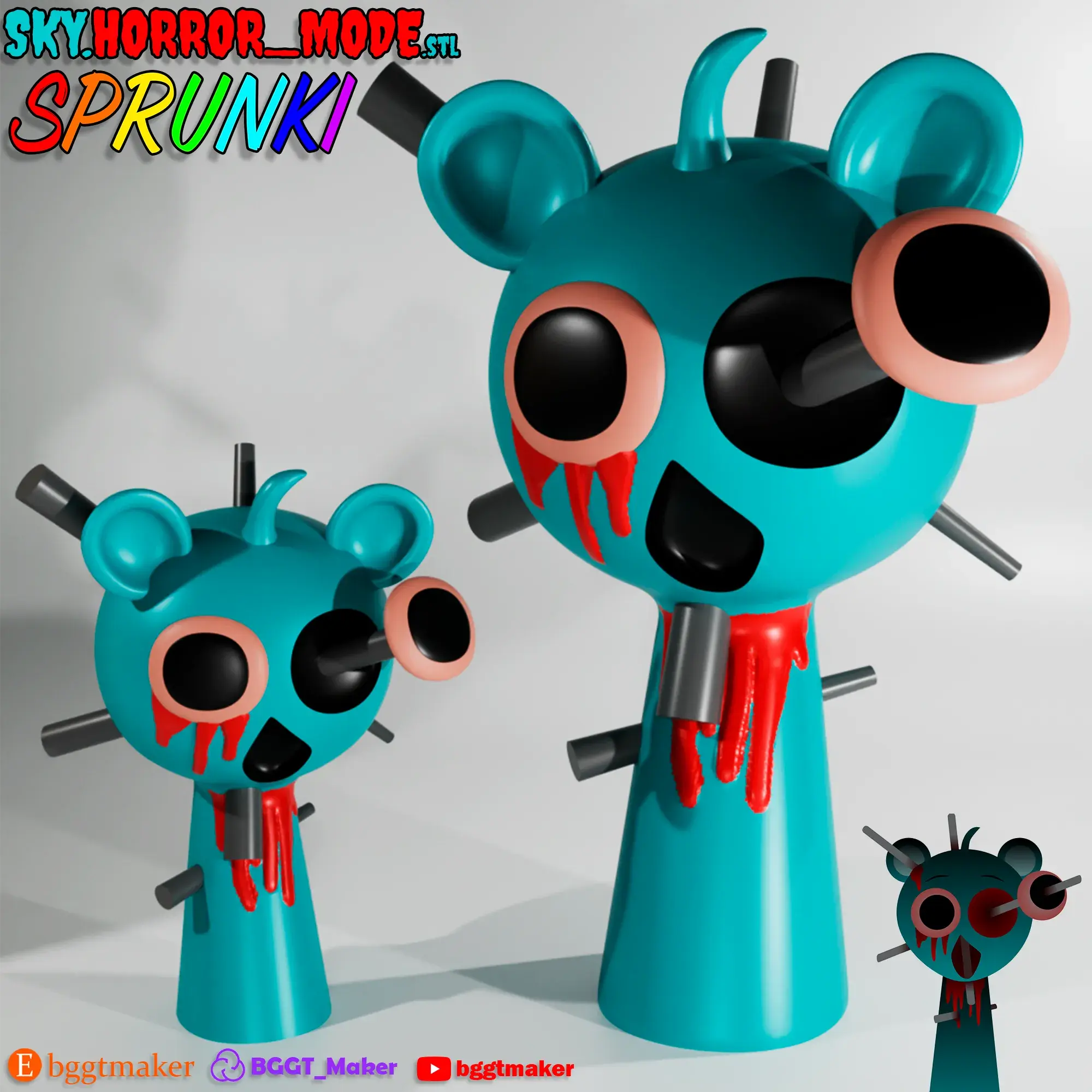 Sky HORROR SPRUNKI INCREDIBOX Sky Blue Sprunki 3D Model TOY