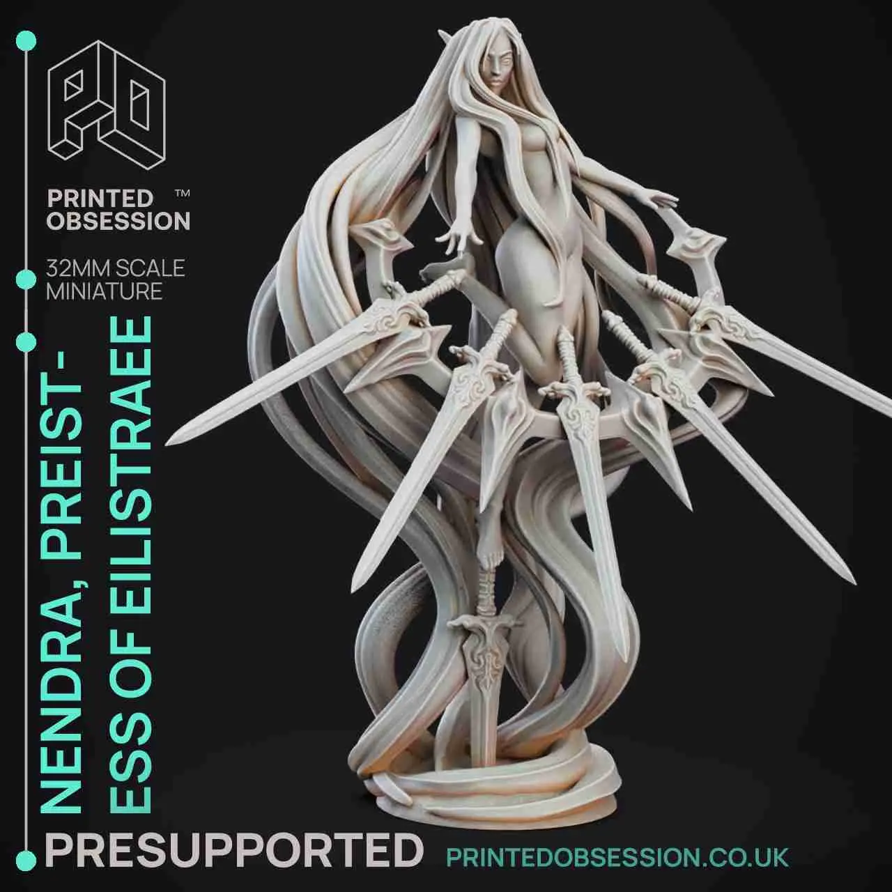 Nendra - Sacerdotessa di Eilistraee - PRESUPPORTATA - Scala 32mm