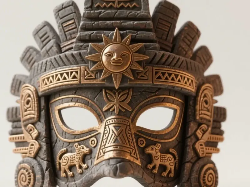 Inca Style Carnival Mask for Ornamental Display