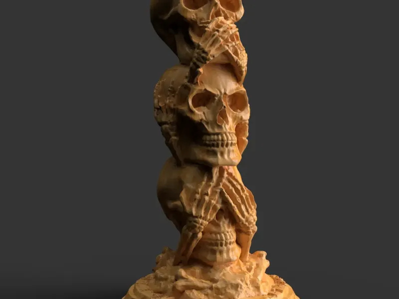 three skulls (I can't see, I can't hear, I can't tell)statue
