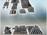 Set of ammunition depot accessories with shells, barrels, an-2