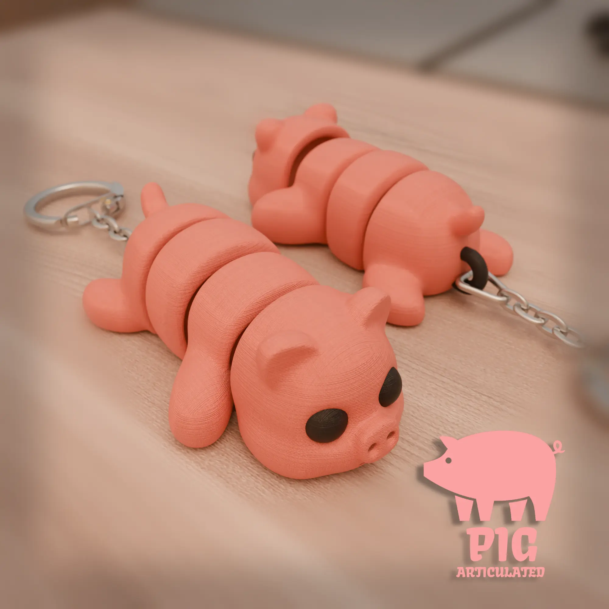 ARTICULATED PIG KEYCHAIN