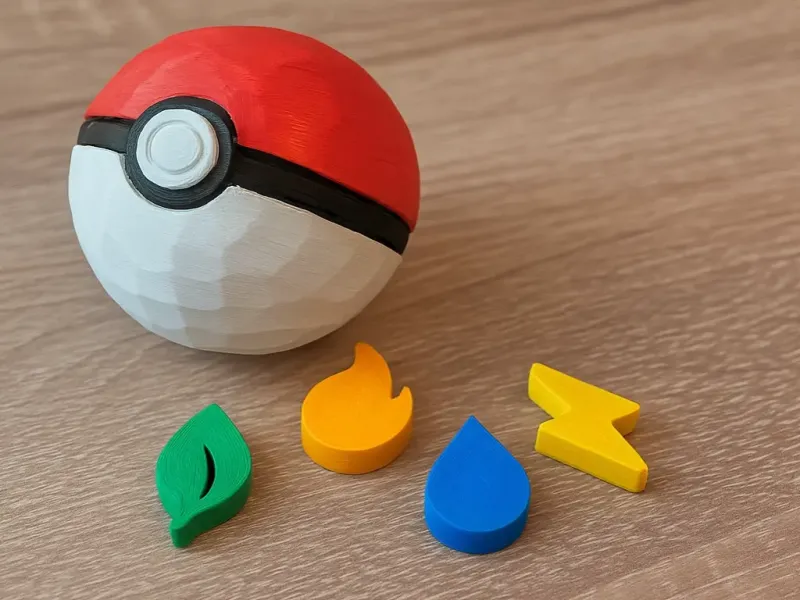 Pokeball Print In Place Low Poly + Element figures