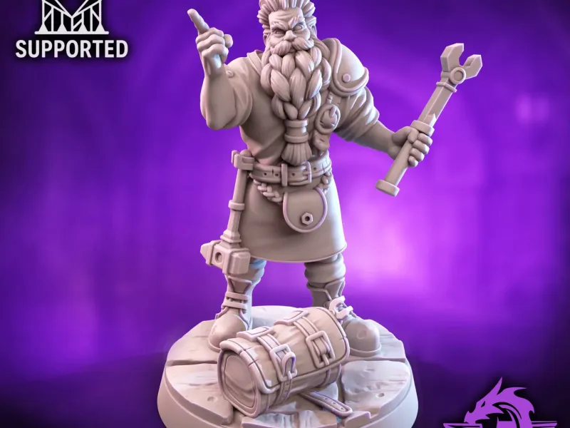 Zwerg-Mechaniker - Tabletop-Erfinder-Miniatur