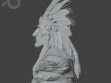 Native American Chief Bust STL – Single Color 3D Print Model-4