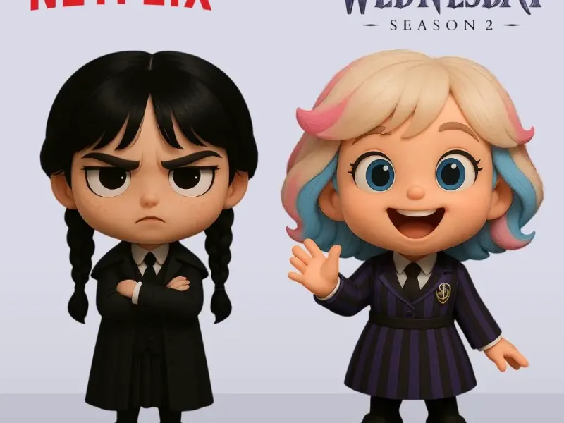 Wednesday and Enid chibi - Wednesday season 2
