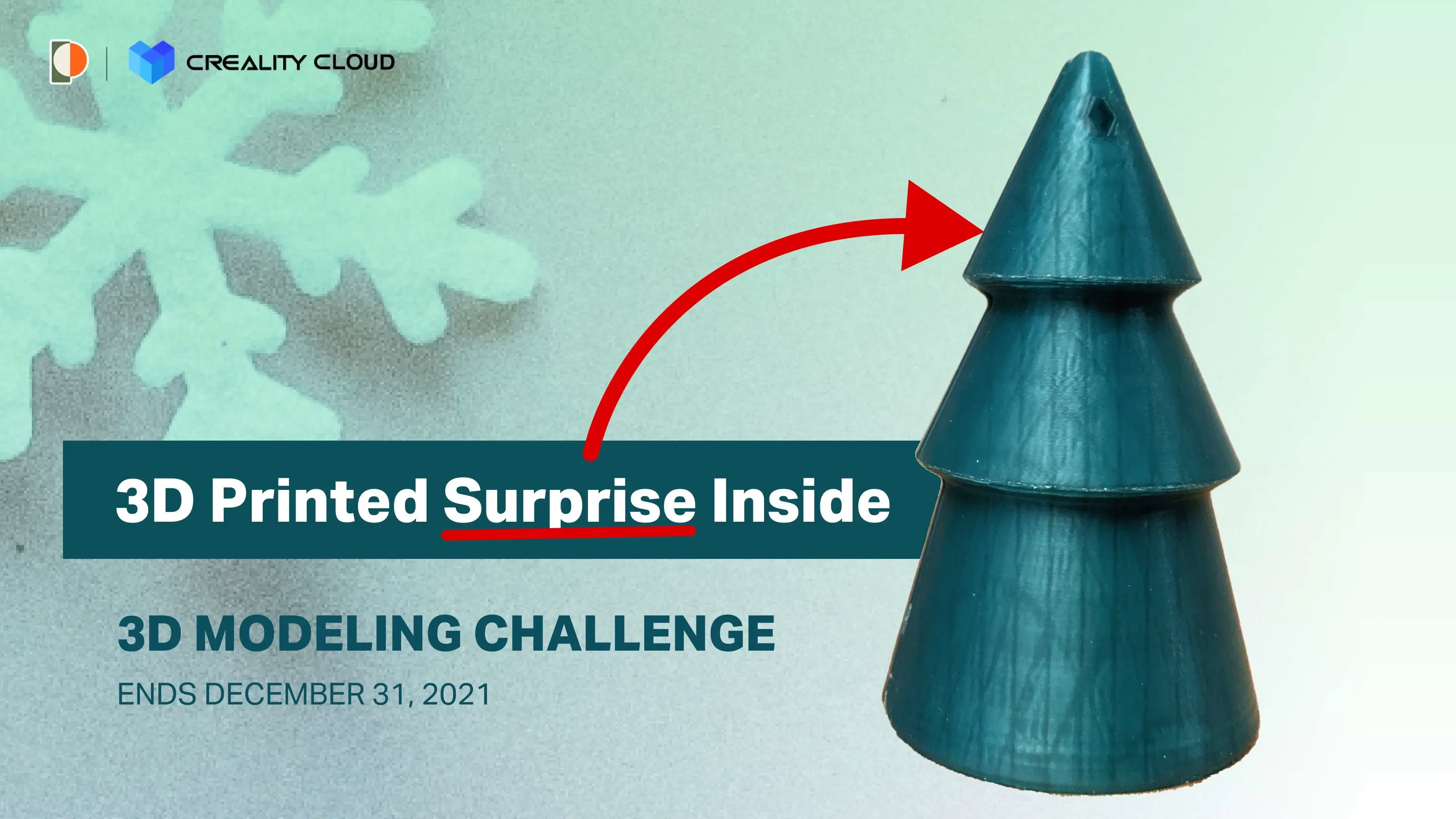 Surprise Inside Xmas Tree Ornament (Print-in-Place HOLLOW)