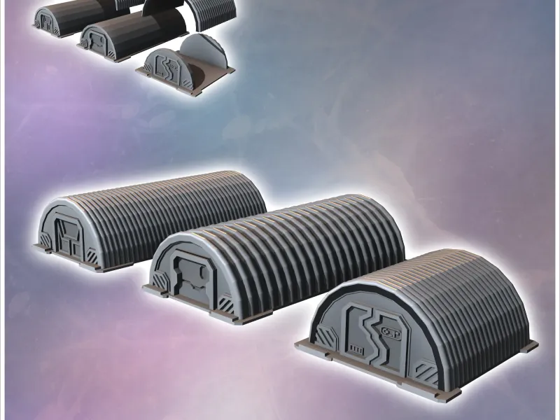 Set di tre caserme futuristiche concave (4) - miniature wa