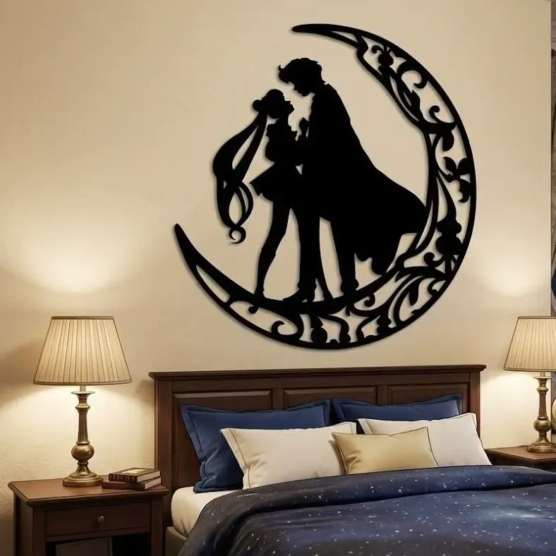 Sailor Moon & Tuxedo Mask - Iconic Moon Silhouette