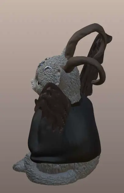 Gothic Winged Horned Cat Figurine - Unique 3D Print