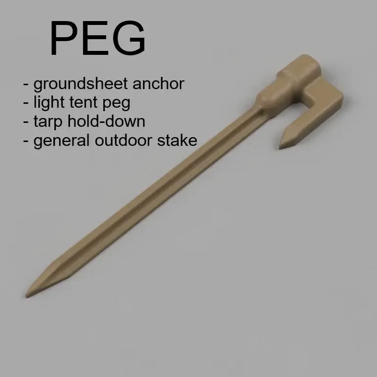 Peg (groundsheet, light tent peg, tarp hold-down)