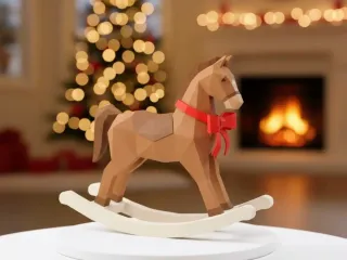 Christmas rocking horse low poly