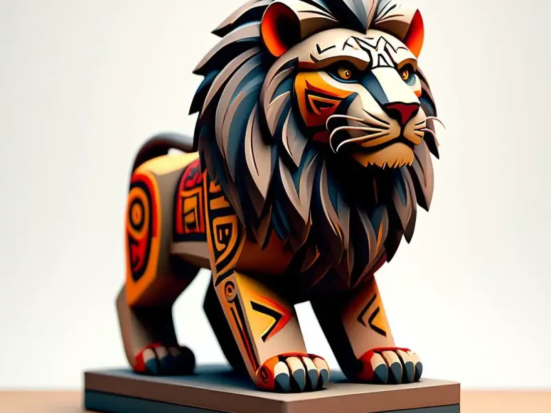 3942  Laughing African Lion with Majestic Mane Totem  STL