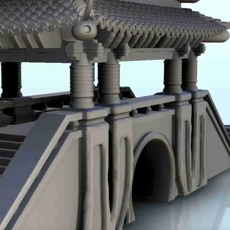 Asian bridge with three-story roof 9 - Japan China Korea Vie