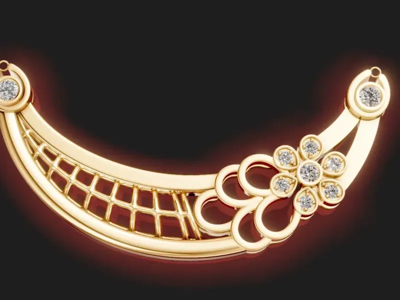 diamond Floral Bezel set Stones Pendant