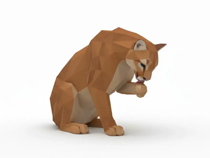Low Poly Puma Sittted