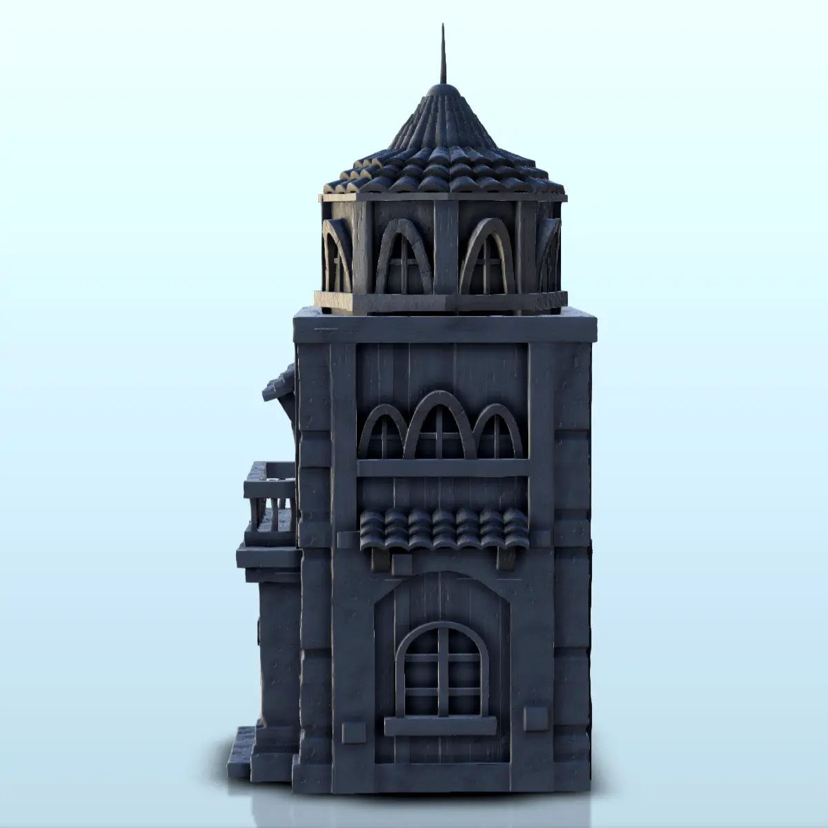 Torre medieval con tejado de tejas (7) - escenografía medieval mini